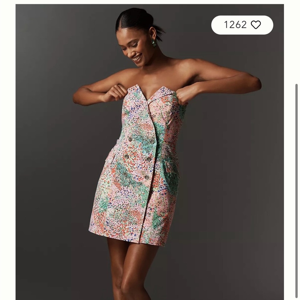 WOW Anthropologie Multicolor Strapless Dress NWT